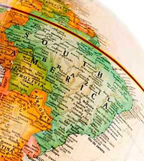 Brazil map on globe