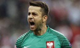 Lukasz Fabianski celebrates at the end of the Euro 2016 Group C match against Germany. AP