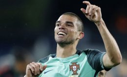 Pepe celebrates at the end of the Euro 2016 round of 16 match. AP